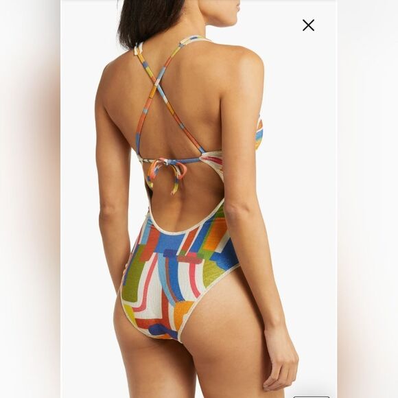 BECCA Midcentury Metallic One-Piece Swimsuit NWT Size Large Multi-color - Picture 2 of 5